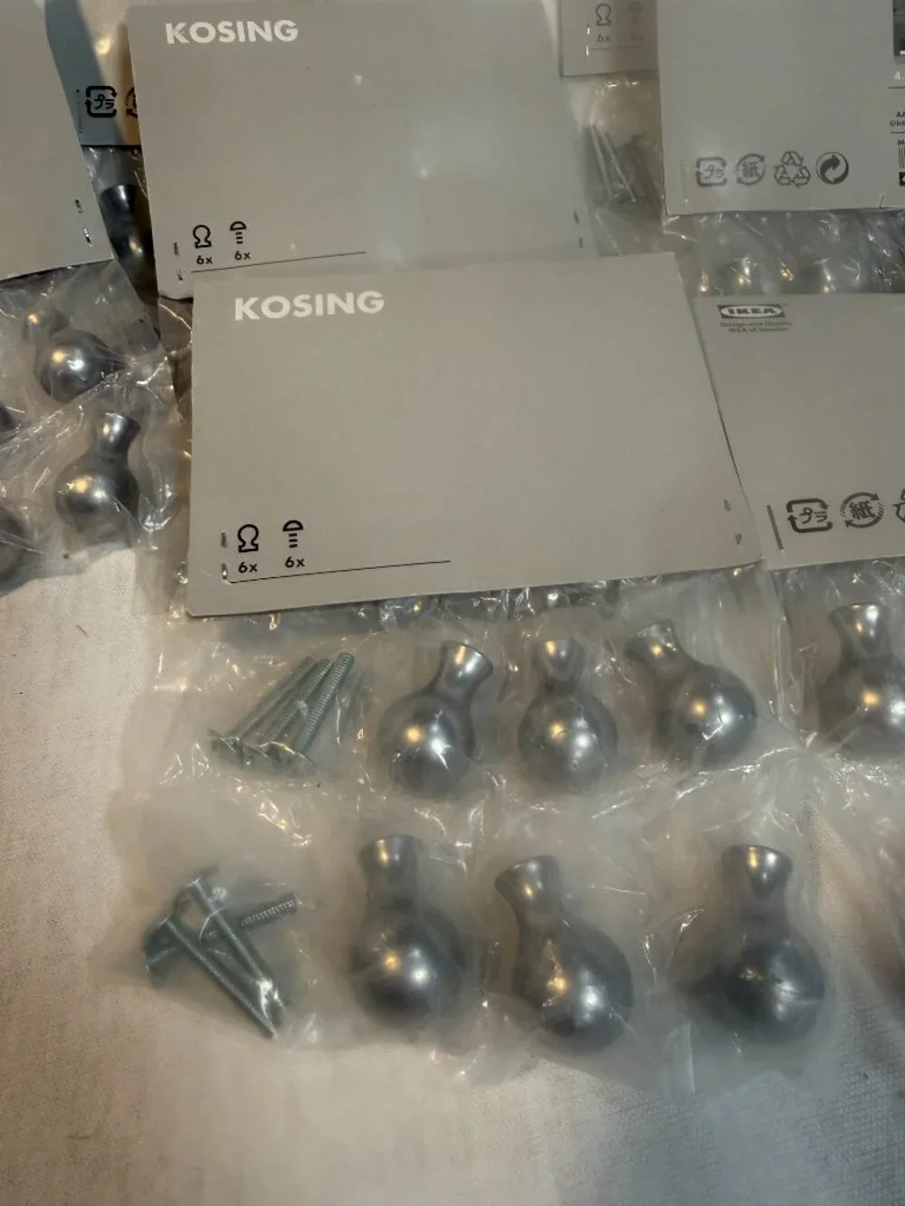 IKEA Kosing Silver Satin Cabinet Knobs 11 Piece Bulk Lot New Old Stock Disc